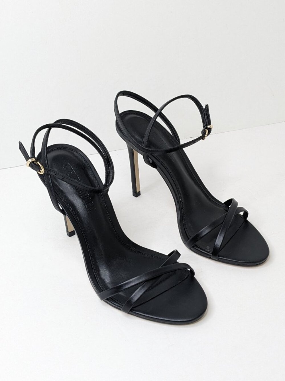 Steve Madden Jypsey High Heel Dress Sandals Black Leather Womens 7